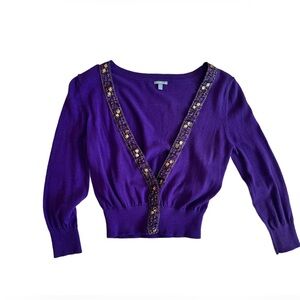 CHARLOTTE RUSSE ~ eggplant colored 3/4 sleeve sweater w/sequins size S